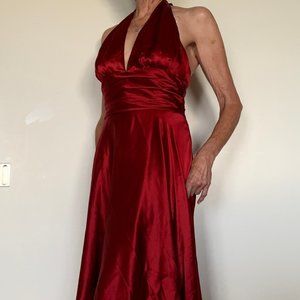 Candy-Apple Red Silk Charmeuse Halter dress "Marilyn"  Dance the night away!